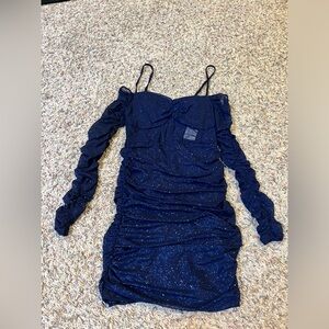 WINDSOR SEE ME SHINNING OFF THE SHOULDER MINI DRESS